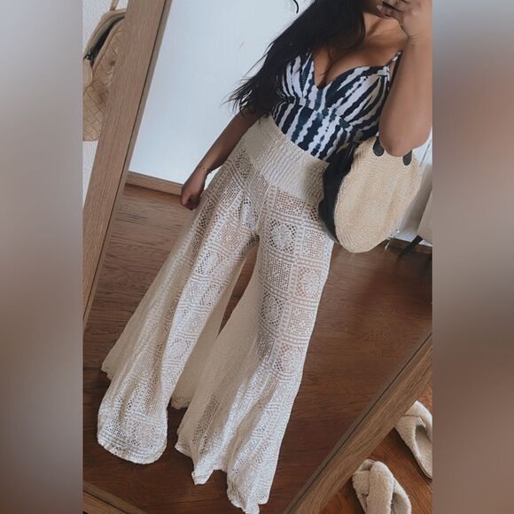 Crochet white beach pants - Picture 2 of 5